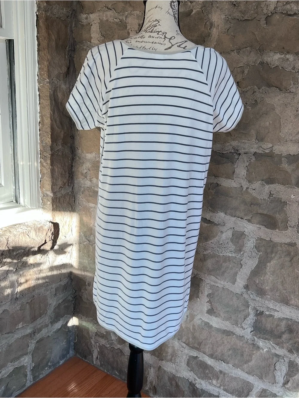 Size M LAKE Pima cotton Blue & White Striped nightgown - Picture 7 of 12